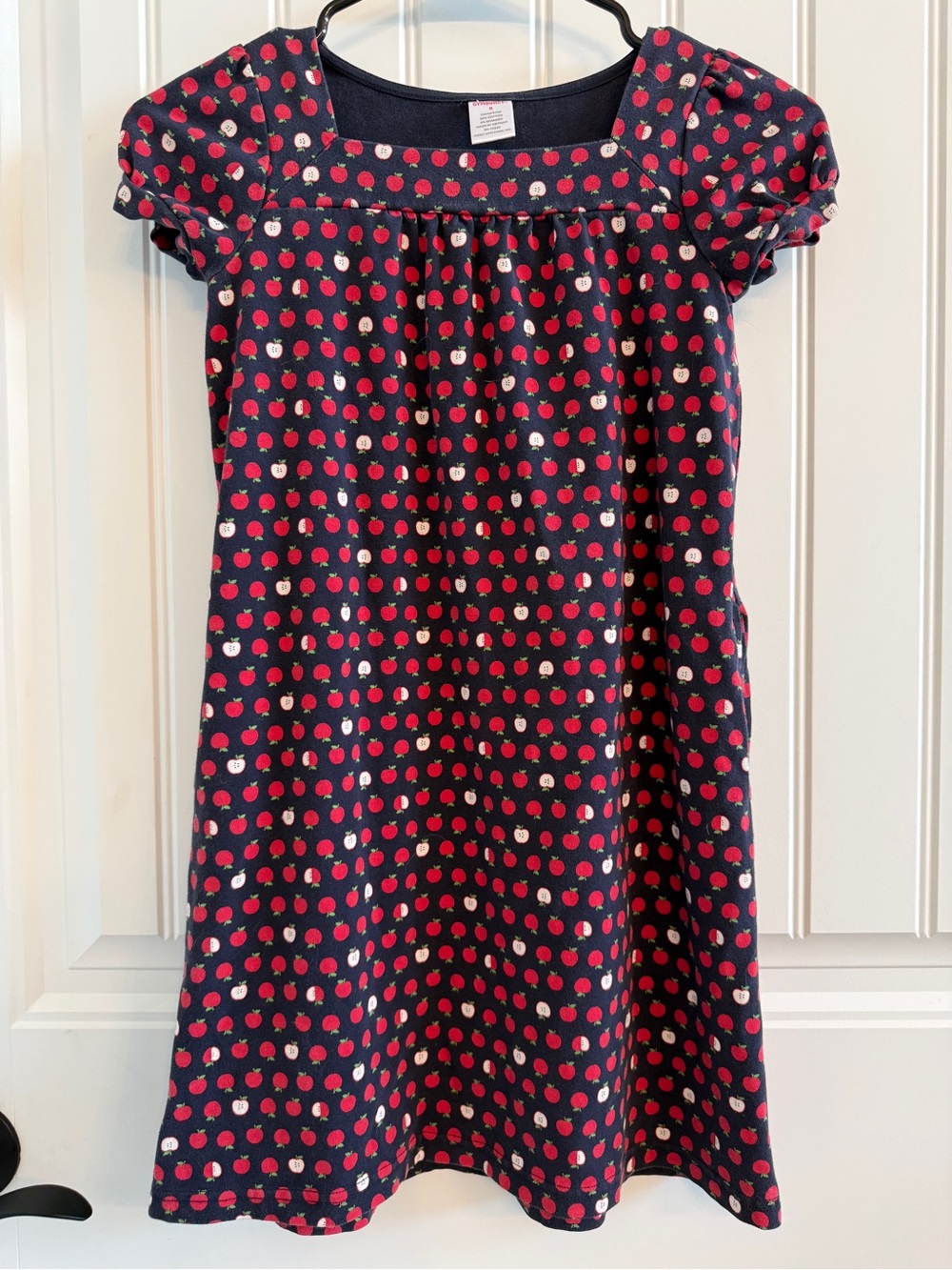 Apples!! Girls Navy Blue Apple Print Short Sleeve Dress by Gymboree size 8.